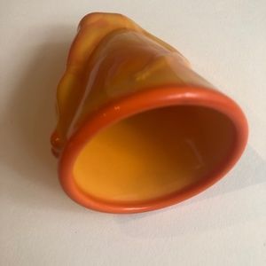 McKee style lady shot glass and coaster orange swirl! Excellent vintage piece
